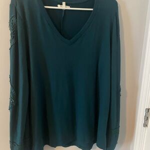 New Elegant Teal V-Neck Women's Top